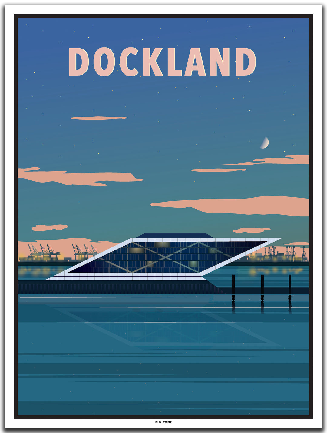 vintage kunstdruck poster hamburg dockland #30x40cm-weier-farbrand