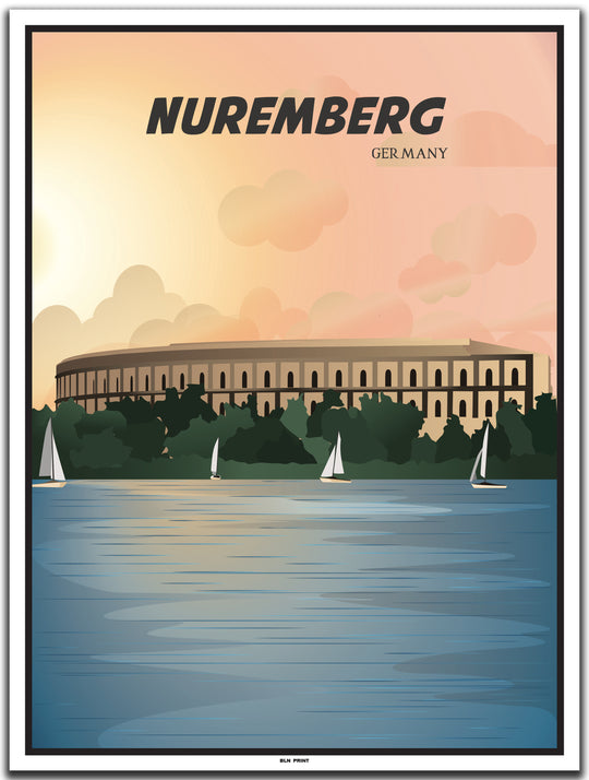 vintage kunstdruck poster kongresshalle nürnberg #30x40cm-weier-farbrand