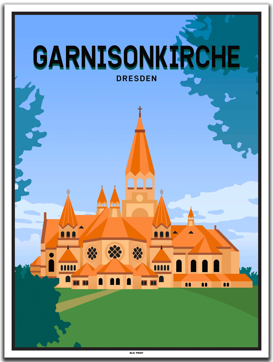 vintage kunstdruck poster dresden garnisonkirche #30x40cm-weier-farbrand