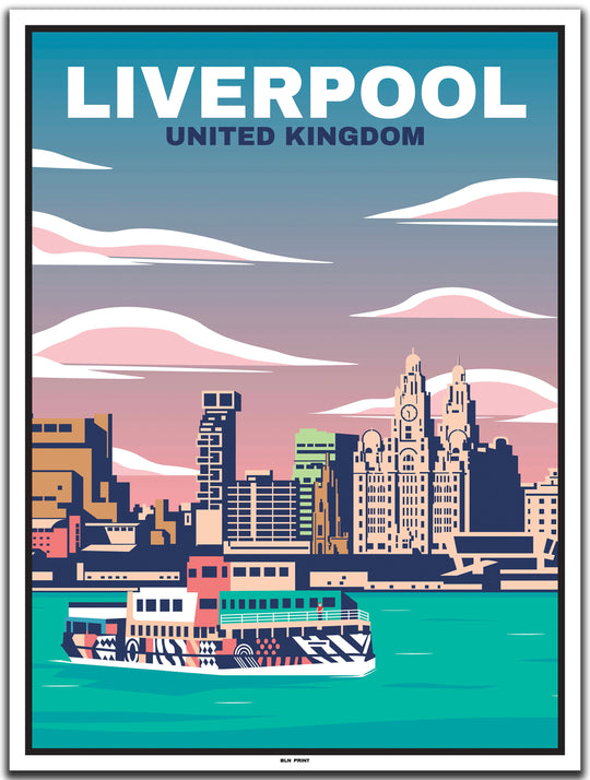 vintage travel poster liverpool #30x40cm-white-color-border