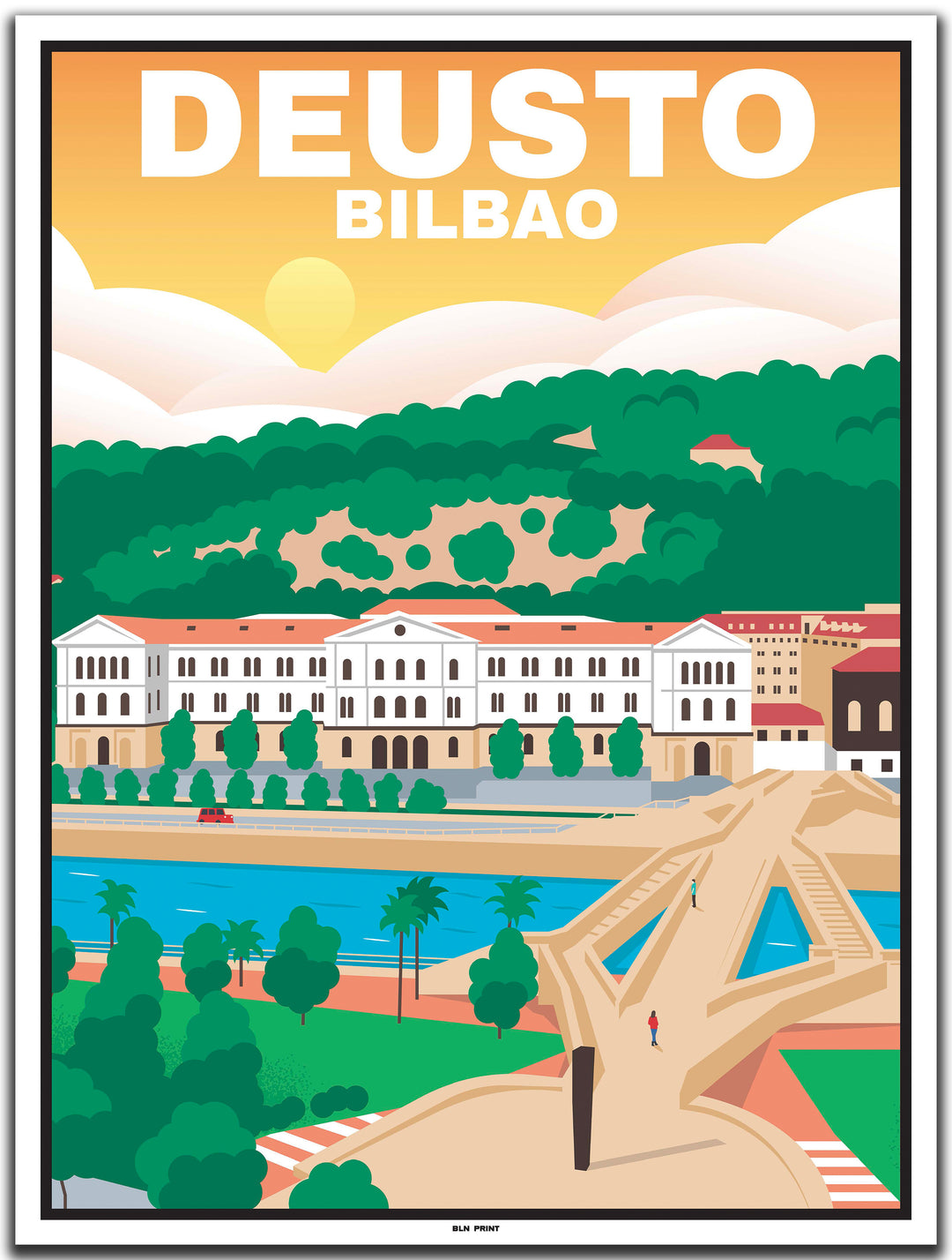 vintage travel poster bilbao #30x40cm-white-color-border