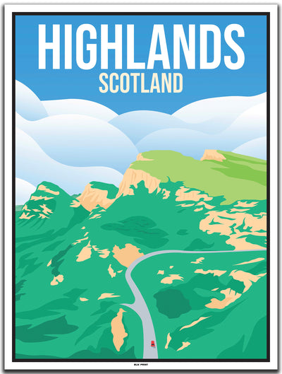 vintage kunstdruck travel poster Highlands Edinburgh #30x40cm-weier-farbrand