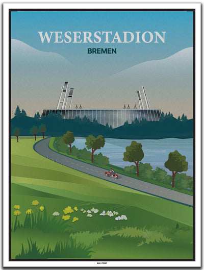 vintage kunstdruck poster Weserstadion Bremen #30x40cm-weier-farbrand