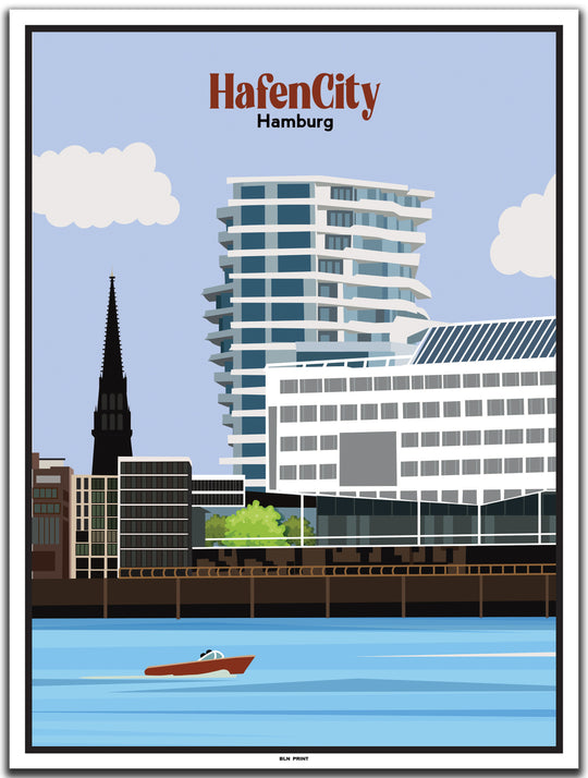 vintage kunstdruck poster hamburg HafenCity #30x40cm-weier-farbrand