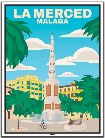 vintage kunstdruck travel poster La Merced Malaga #30x40cm-weier-farbrand
