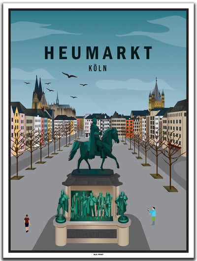 vintage kunstdruck poster Heumarkt Köln #30x40cm-weier-farbrand