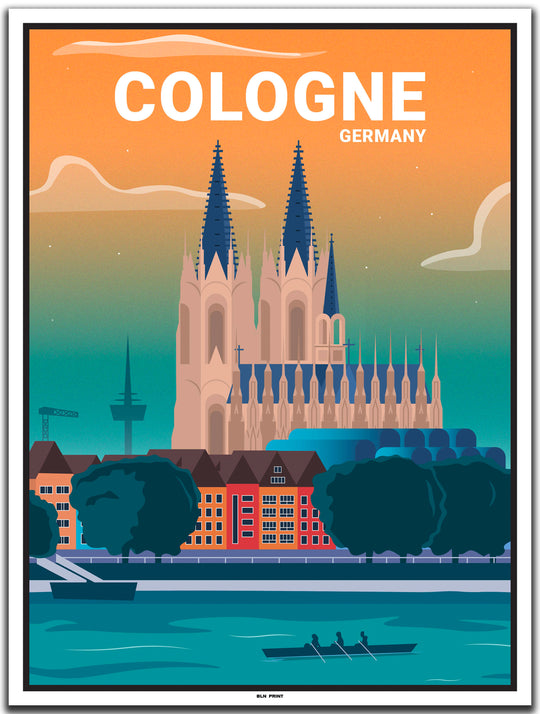 vintage kunstdruck poster Dom Köln #30x40cm-weier-farbrand