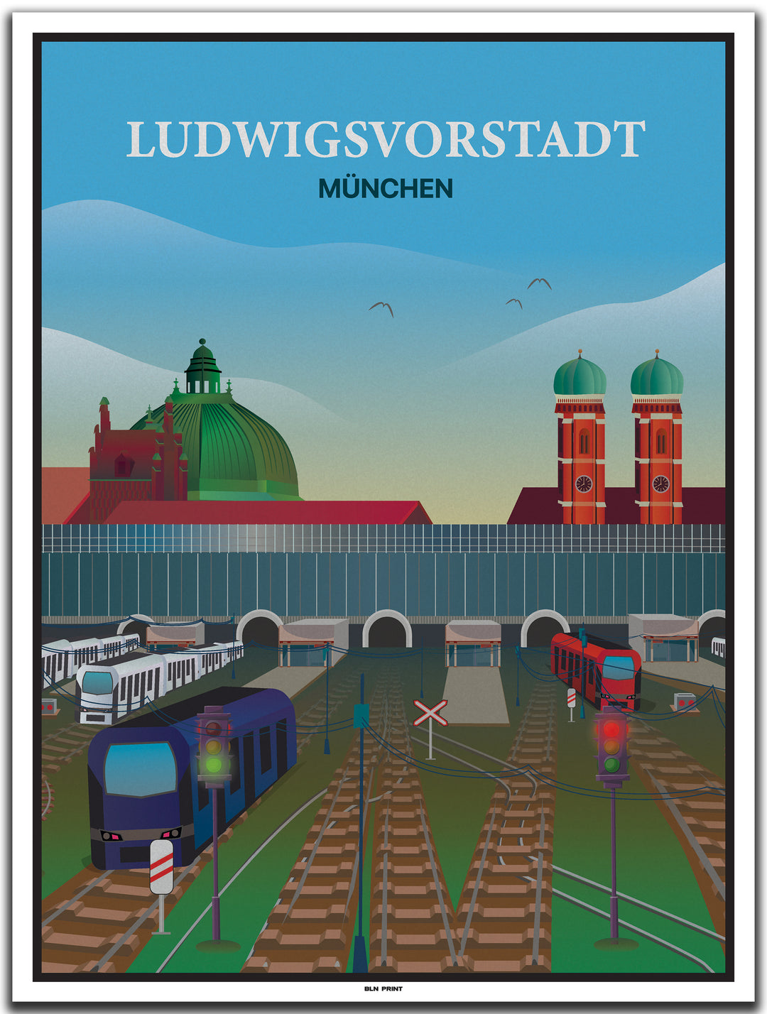 vintage kunstdruck poster ludwigsvorstadt münchen #30x40cm-weier-farbrand