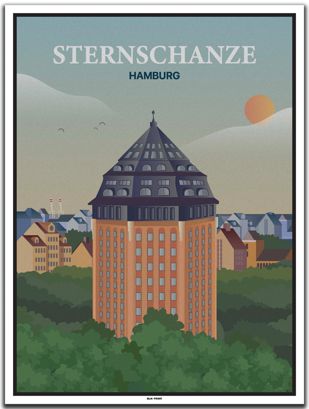 vintage kunstdruck poster hamburg sternschanze #30x40cm-weier-farbrand