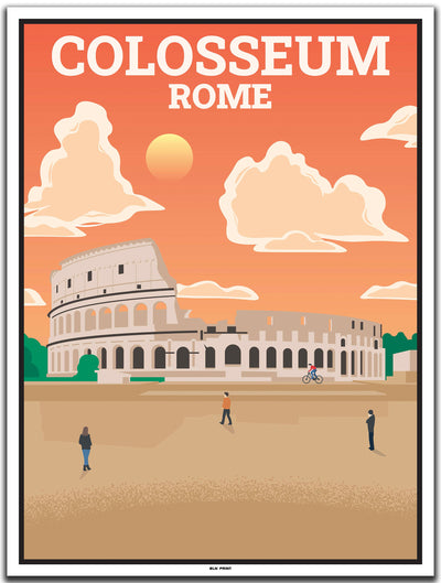 vintage kunstdruck travel poster Colosseum Rom #30x40cm-weier-farbrand