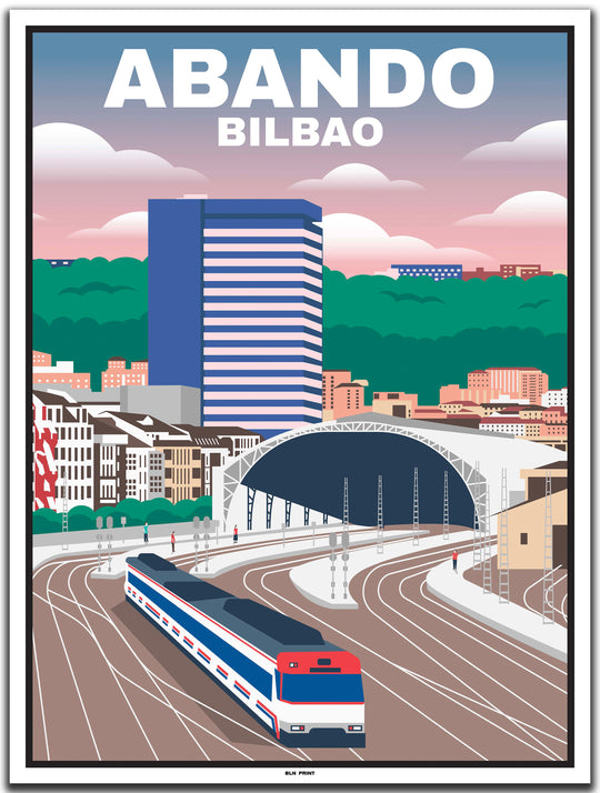 vintage kunstdruck travel poster Abando Bilbao #30x40cm-weier-farbrand