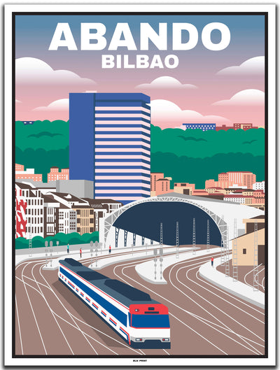 vintage kunstdruck travel poster Abando Bilbao #30x40cm-weier-farbrand