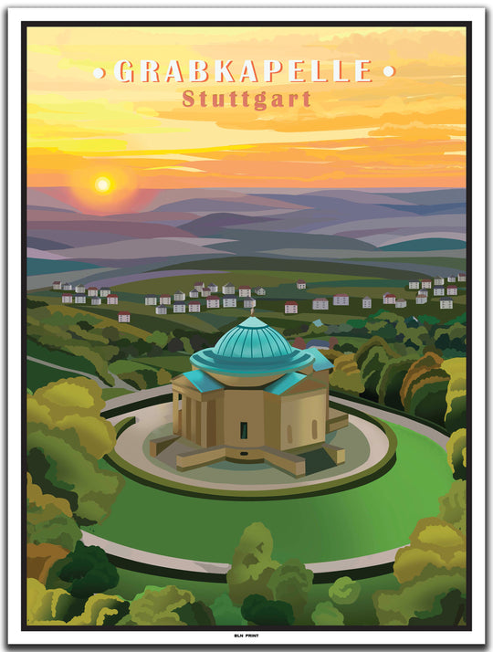 vintage kunstdruck poster grabkapelle stuttgart #30x40cm-weier-farbrand