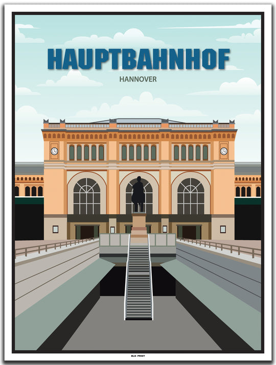 vintage kunstdruck poster hannover hbf #30x40cm-weier-farbrand