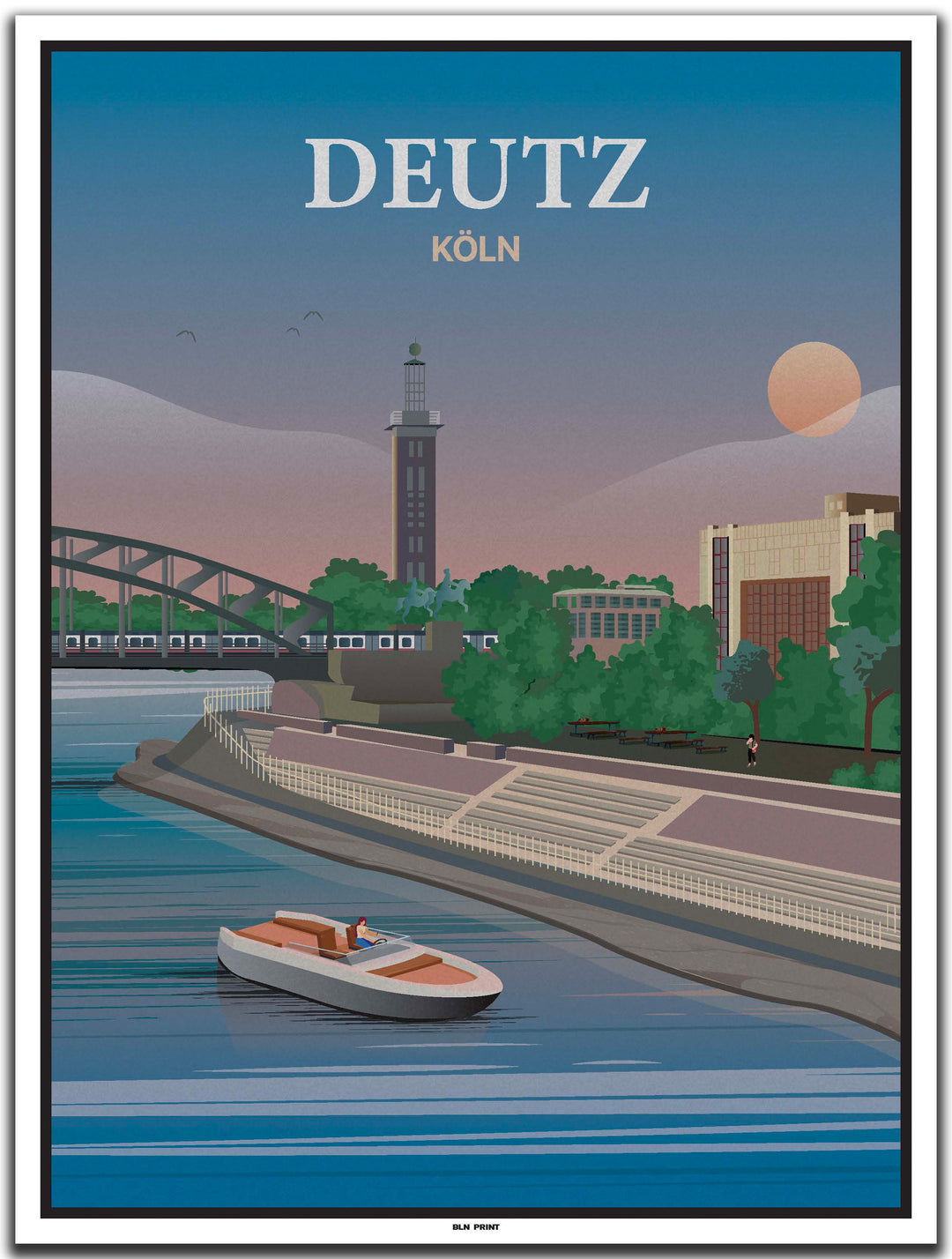 vintage kunstdruck poster Deutz Köln #30x40cm-weier-farbrand