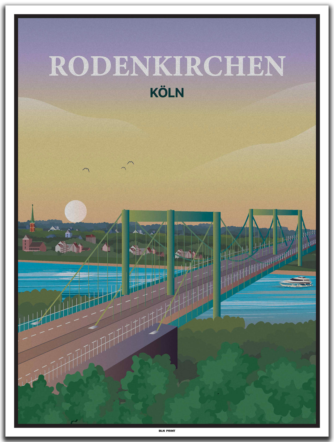 vintage kunstdruck poster Rodenkirchen Köln #30x40cm-weier-farbrand