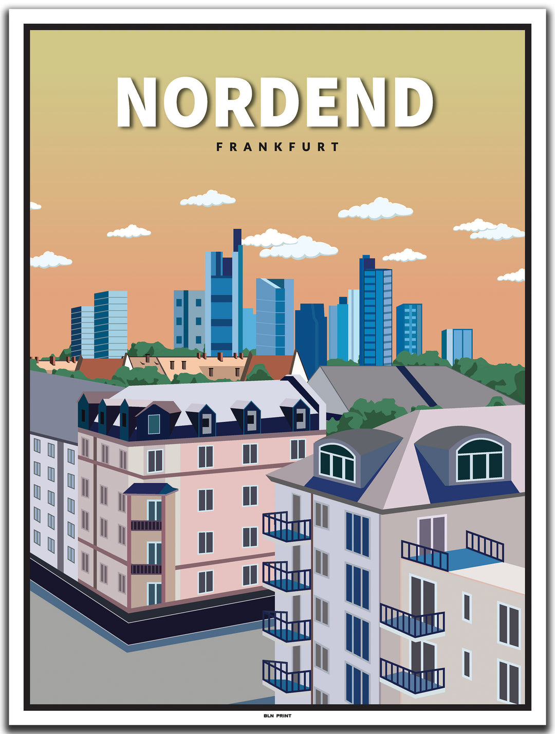 vintage kunstdruck poster Nordend Frankfurt #30x40cm-weier-farbrand