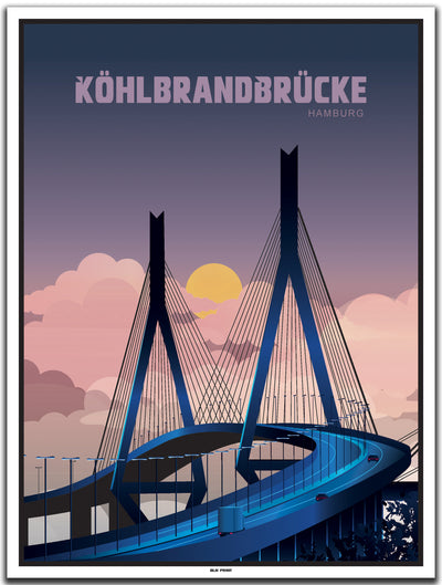 vintage kunstdruck poster hamburg köhlbrandbrücke #30x40cm-weier-farbrand