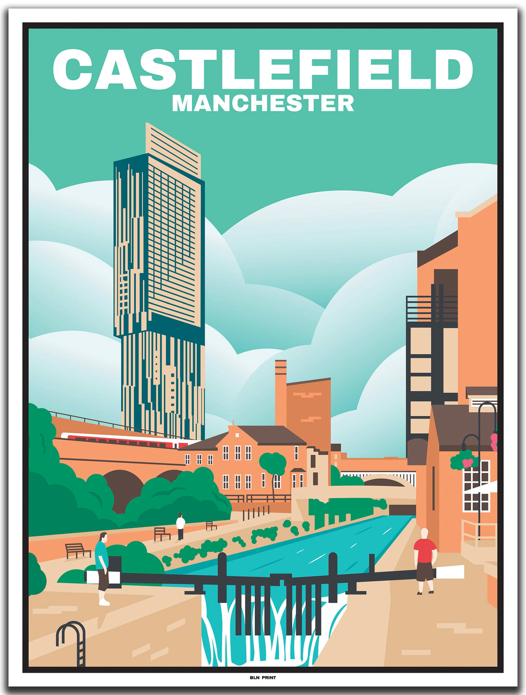 vintage travel poster manchester #30x40cm-white-color-border