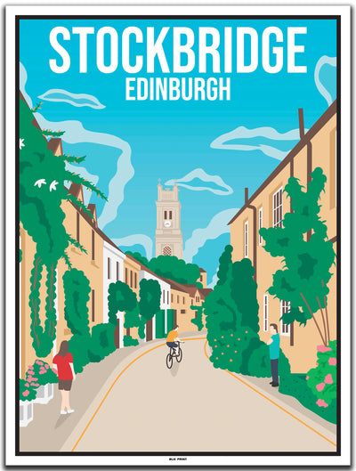 vintage kunstdruck travel poster Stockbridge Edinburgh #30x40cm-weier-farbrand
