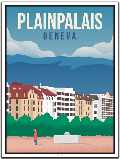 vintage kunstdruck poster Planpalais Genf #30x40cm-weier-farbrand