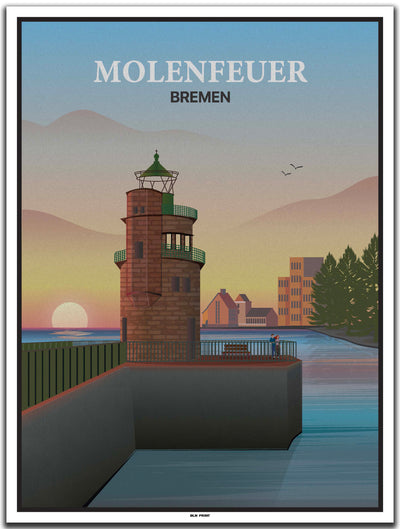 vintage kunstdruck poster Molenfeuer Bremen #30x40cm-weier-farbrand