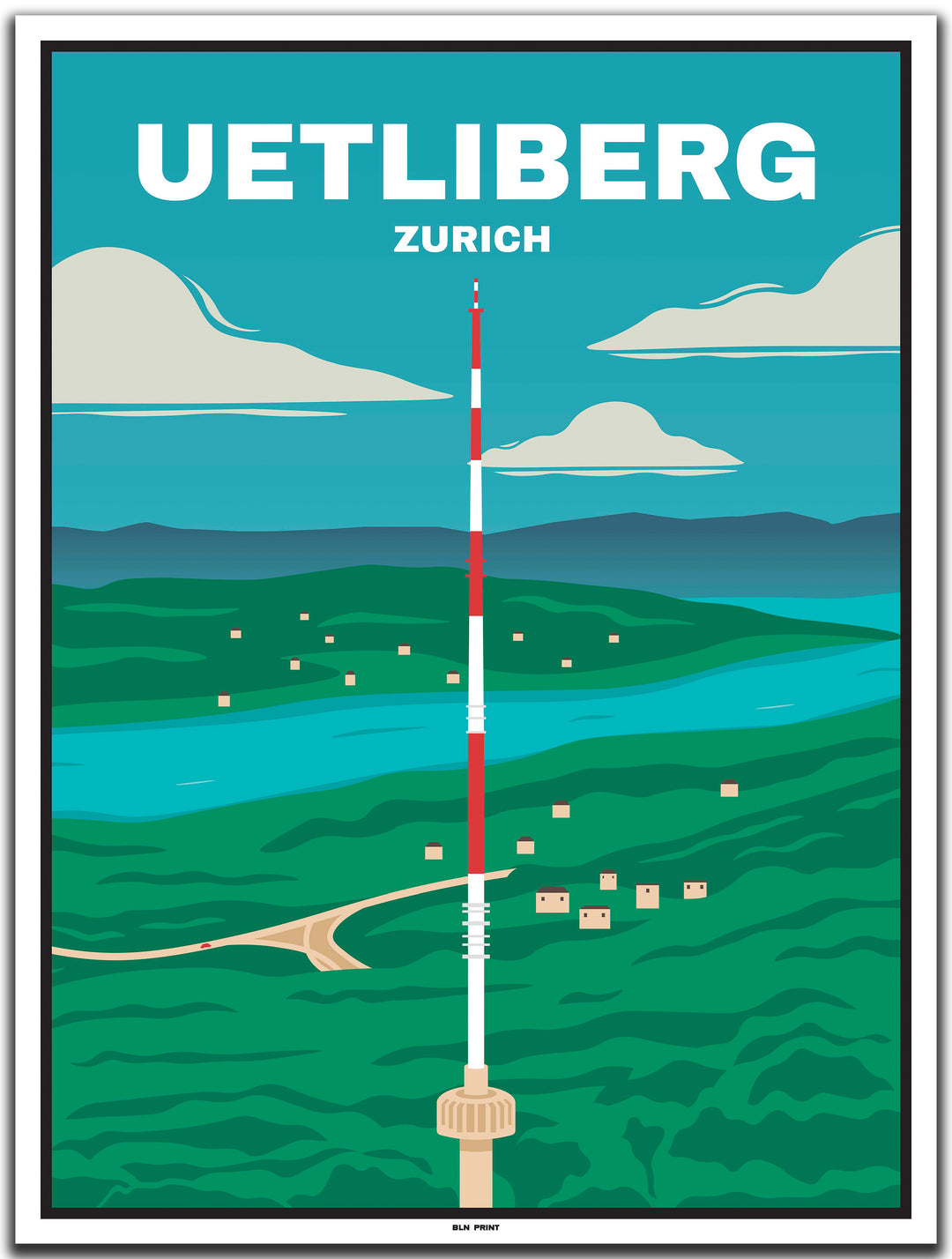 vintage kunstdruck poster Uetliberg Zürich #30x40cm-weier-farbrand