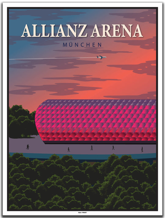 vintage kunstdruck poster allianz arena münchen #30x40cm-weier-farbrand