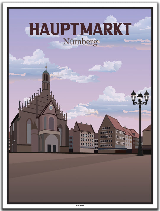 vintage kunstdruck poster hauptmarkt nürnberg #30x40cm-weier-farbrand