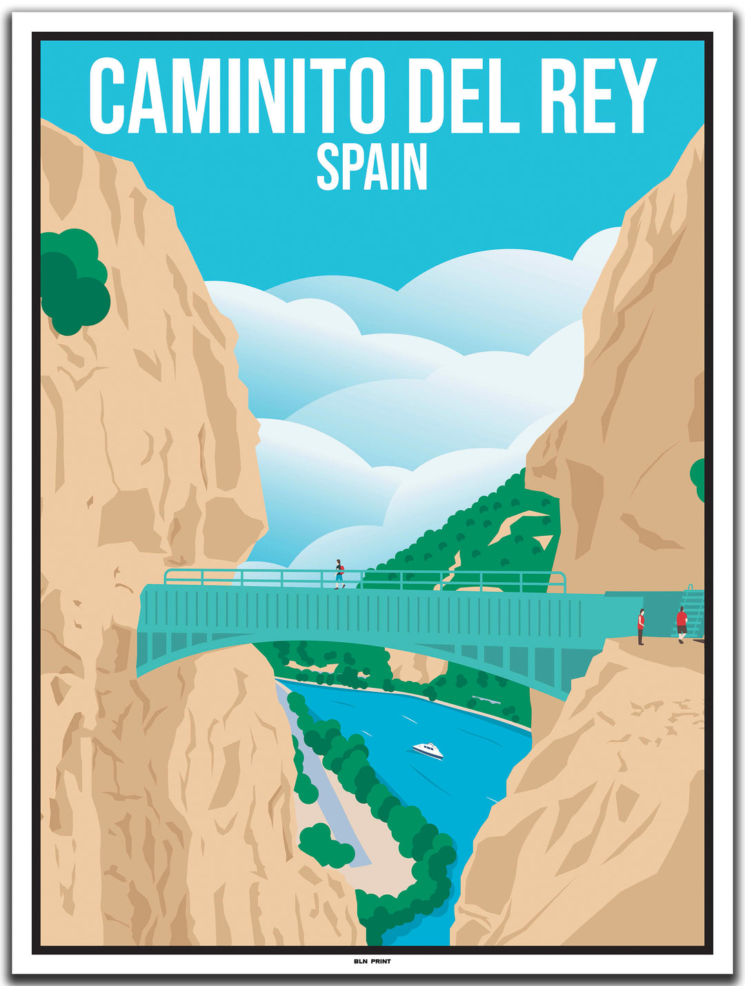 vintage kunstdruck travel poster Caminito del Rey Malaga #30x40cm-weier-farbrand