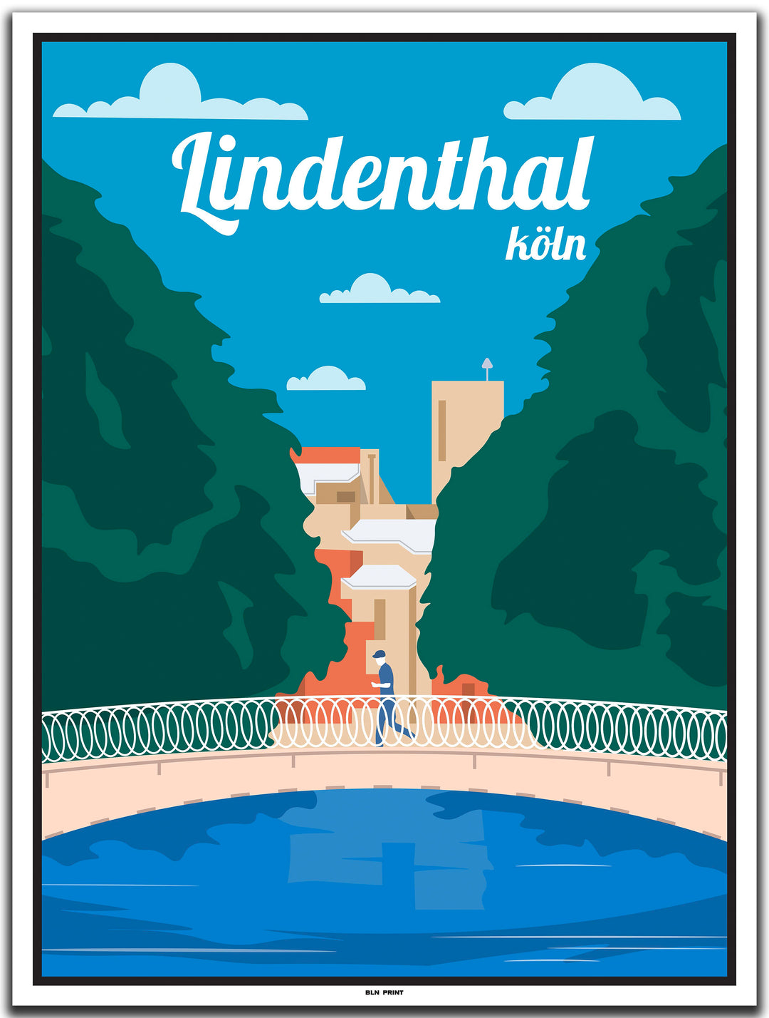 vintage kunstdruck poster Lindenthal Köln #30x40cm-weier-farbrand