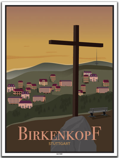 vintage kunstdruck poster stuttgart birkenkopf #30x40cm-weier-farbrand