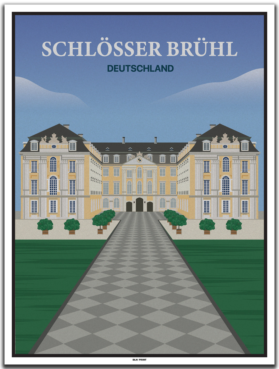 vintage kunstdruck poster Schlösser Brühl Köln #30x40cm-weier-farbrand