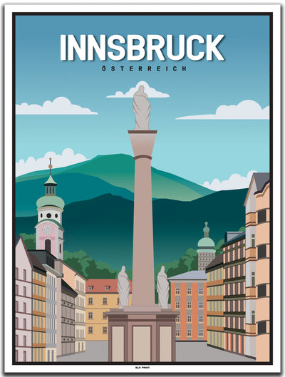 vintage kunstdruck poster Altstadt Innsbruck #30x40cm-weier-farbrand