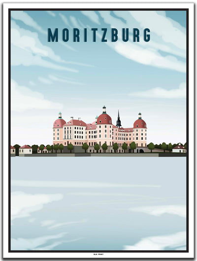 vintage kunstdruck poster dresden moritzburg #30x40cm-weier-farbrand