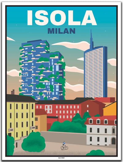 vintage kunstdruck poster Isola Mailand #30x40cm-weier-farbrand