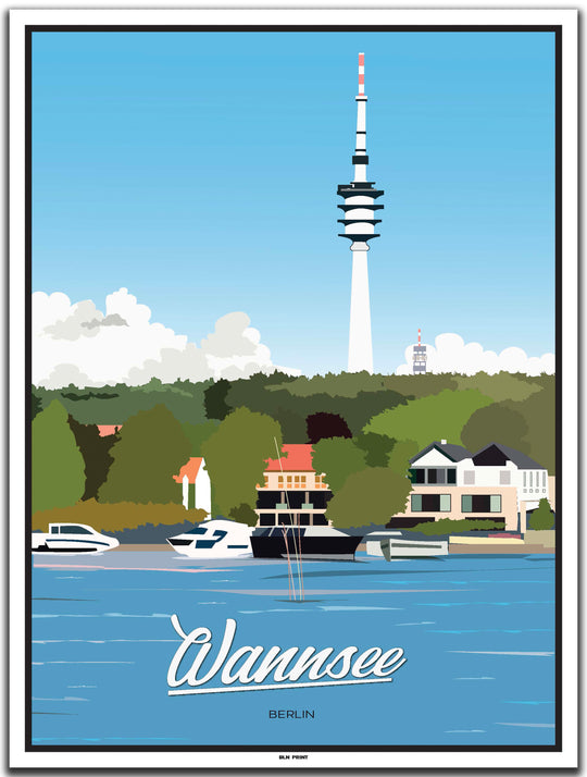 vintage kunstdruck poster wannsee berlin #30x40cm-weier-farbrand