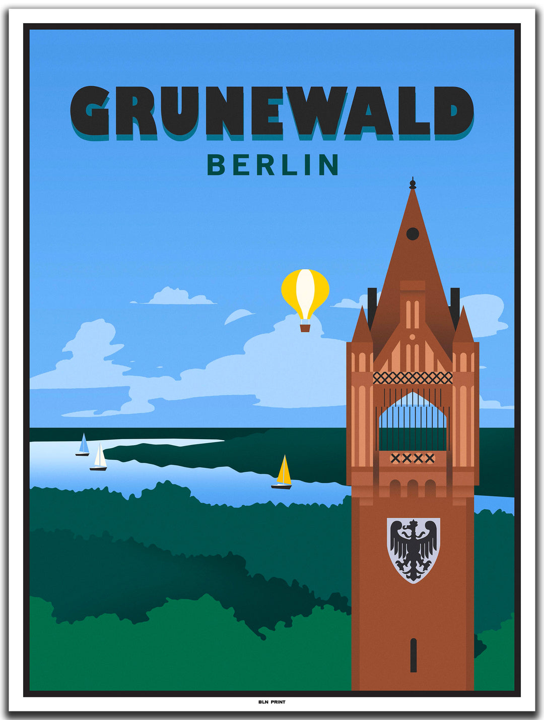 vintage kunstdruck poster grunewald berlin #30x40cm-weier-farbrand