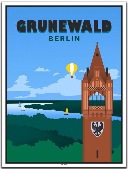 vintage kunstdruck poster grunewald berlin #30x40cm-weier-farbrand