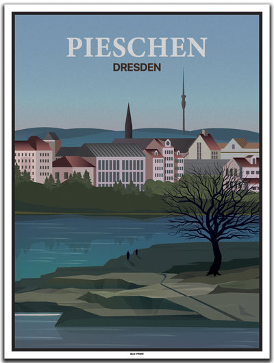 vintage kunstdruck poster Pieschen Dresden #30x40cm-weier-farbrand