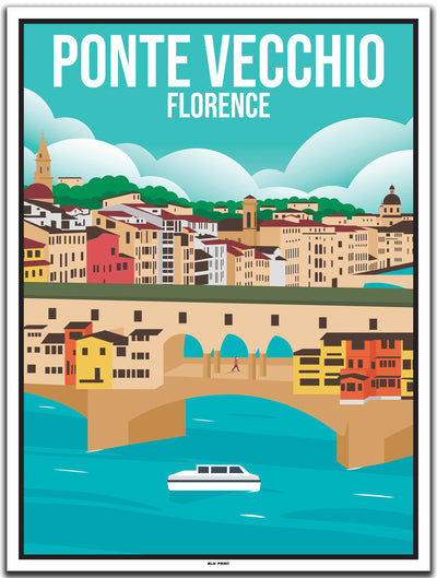 vintage kunstdruck travel poster Ponte Vecchio Florenz #30x40cm-weier-farbrand