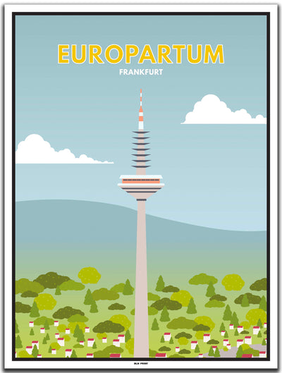 vintage kunstdruck poster Europaturm Frankfurt #30x40cm-weier-farbrand