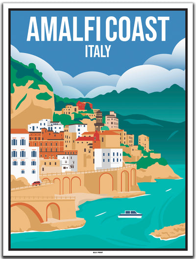 vintage kunstdruck travel poster Amalfiküste Neapel #30x40cm-weier-farbrand