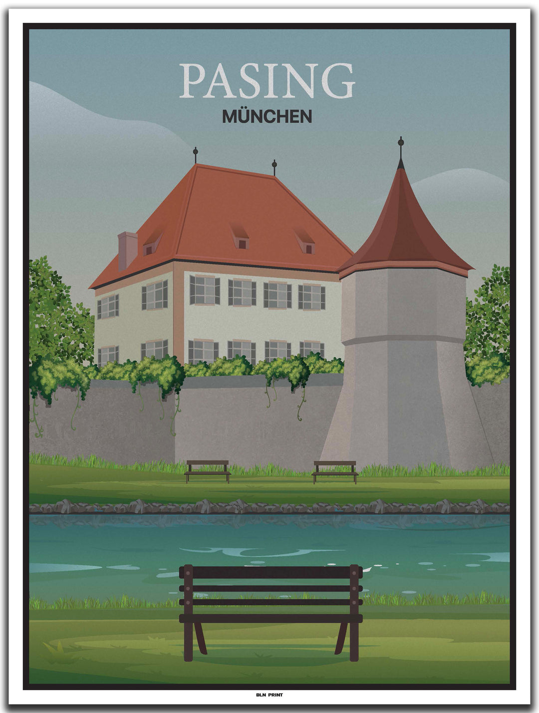 vintage kunstdruck poster Pasing münchen #30x40cm-weier-farbrand