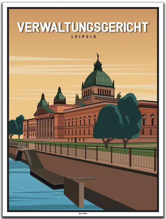 vintage kunstdruck poster Bundesverwaltungsgericht Leipzig #30x40cm-weier-farbrand