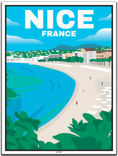 vintage kunstdruck travel poster Promenade des Anglais Nizza #30x40cm-weier-farbrand