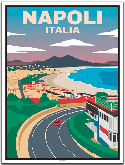 vintage kunstdruck travel poster Vesuv Neapel #30x40cm-weier-farbrand