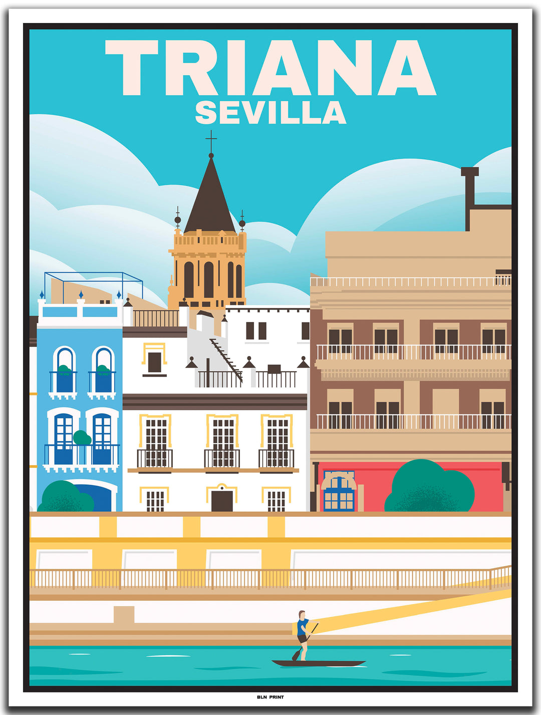 vintage travel poster sevilla #30x40cm-white-color-border