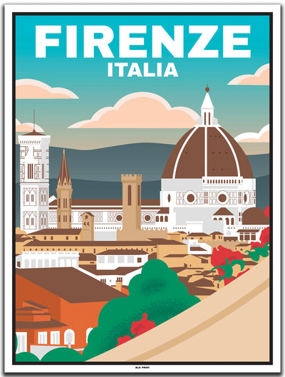 vintage kunstdruck travel poster Kathedrale Florenz #30x40cm-weier-farbrand