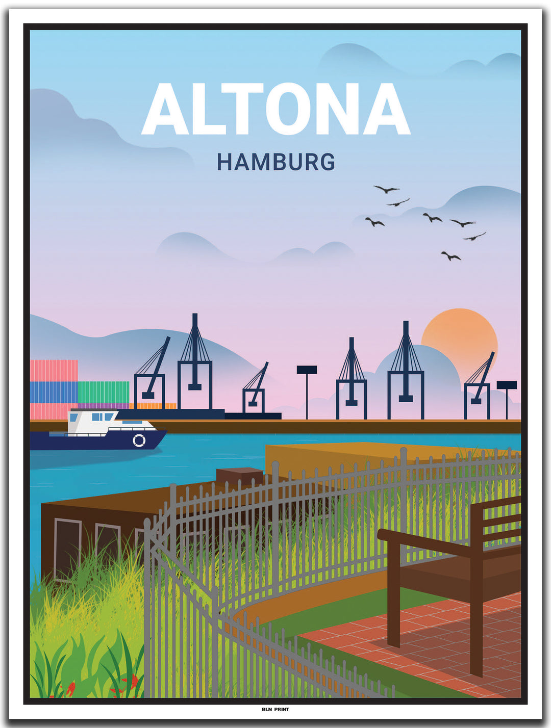 vintage kunstdruck poster hamburg altona #30x40cm-weier-farbrand